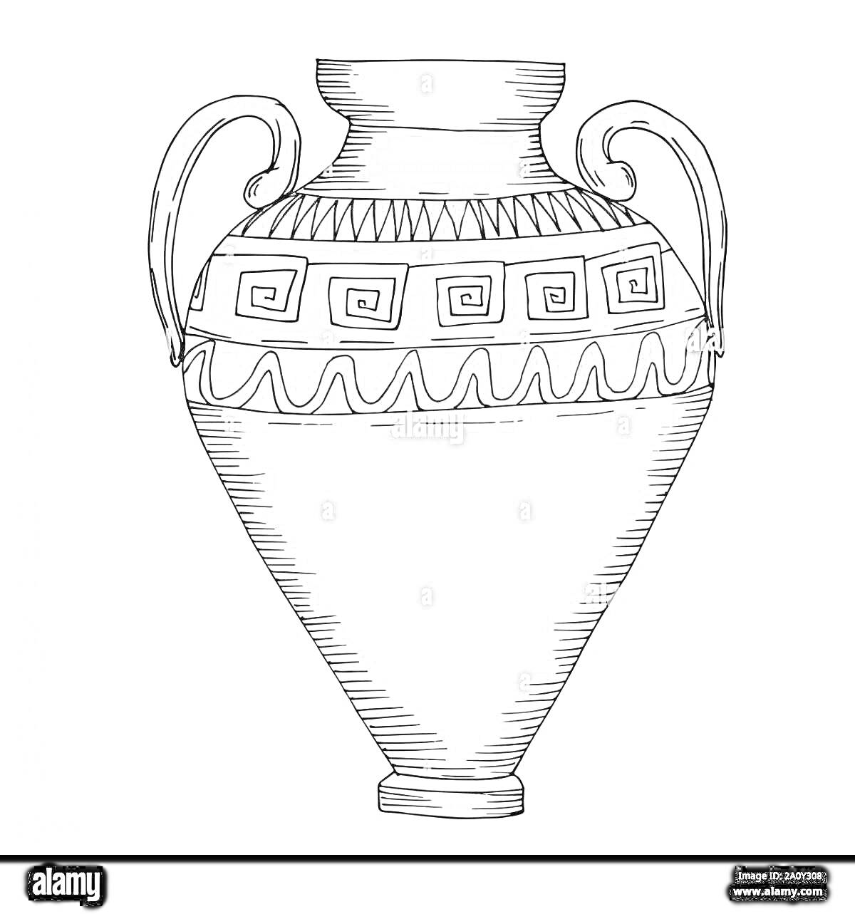 Раскраска Амфора с двумя ручками и декоративным узором