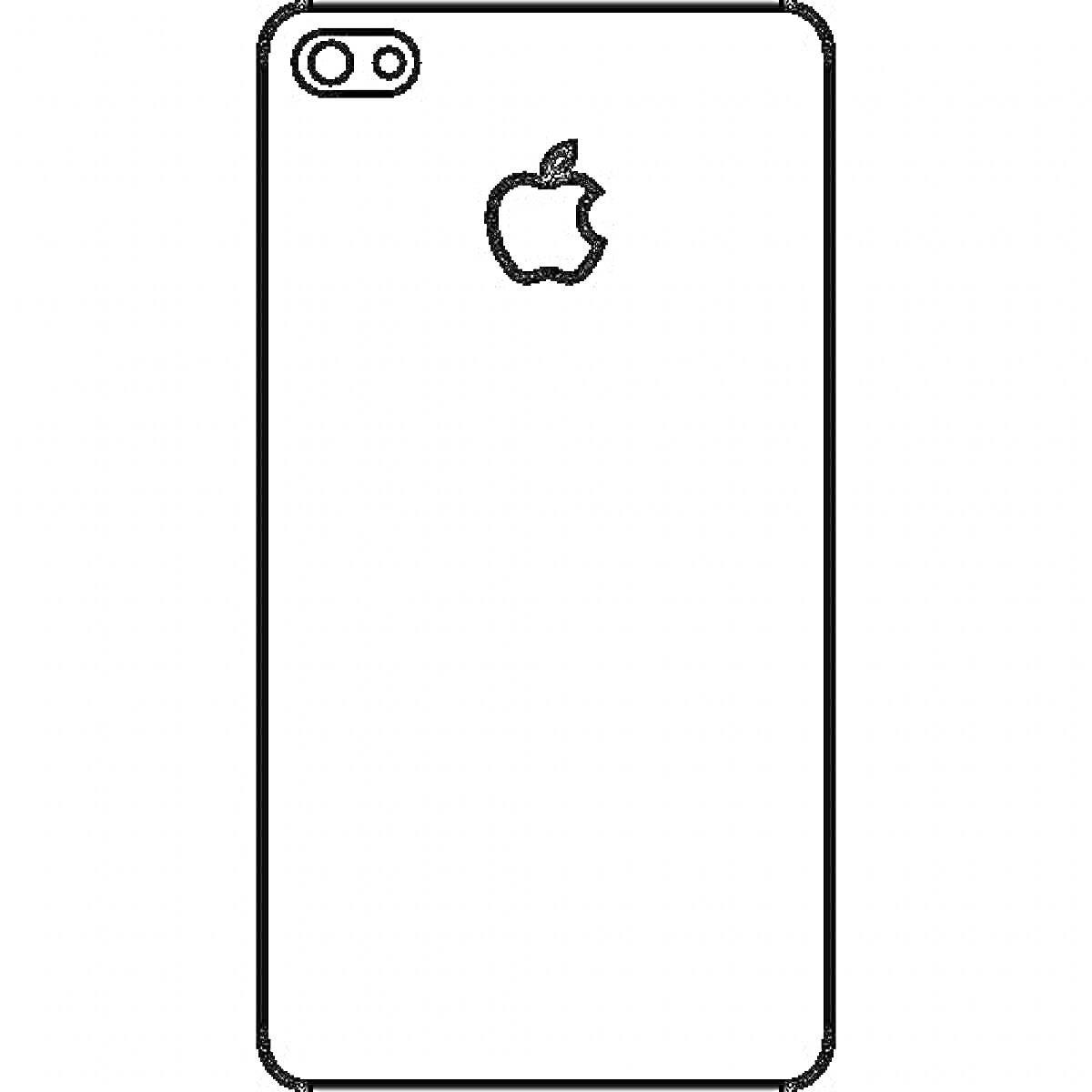 Айфон 14 с логотипом Apple и двойной камерой