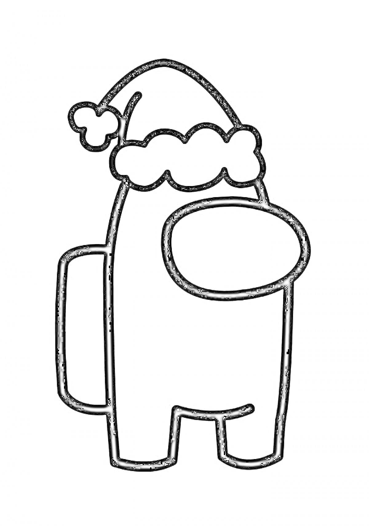 На раскраске изображено: Игра, Персонаж, Новогодняя шапка, Новый год, Зима