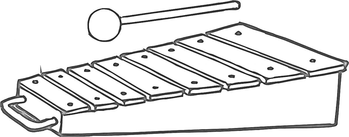 Раскраска Ксилофон и палочка для игры
