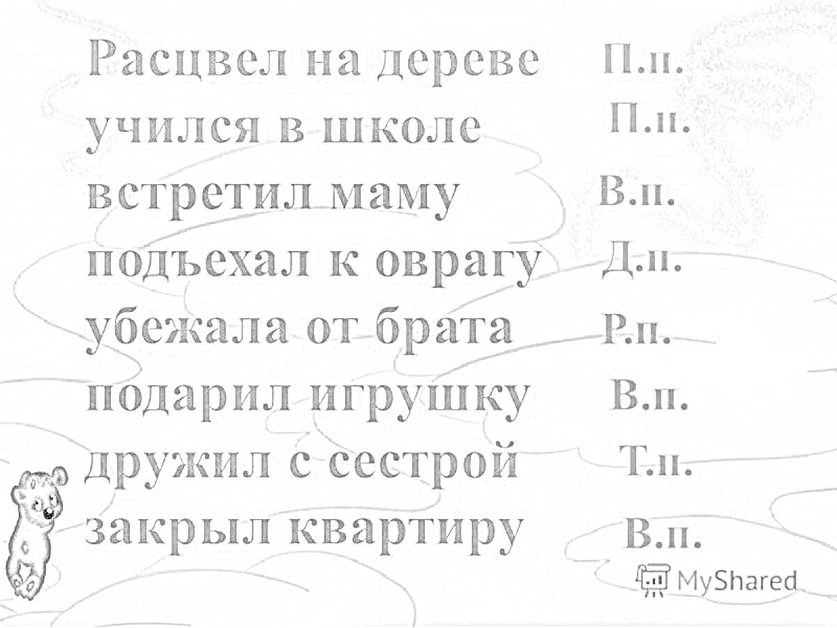 На раскраске изображено: Имена существительные, Падежи, 3 класс, Задания, Русский язык, Школа, Учение, Грамматика