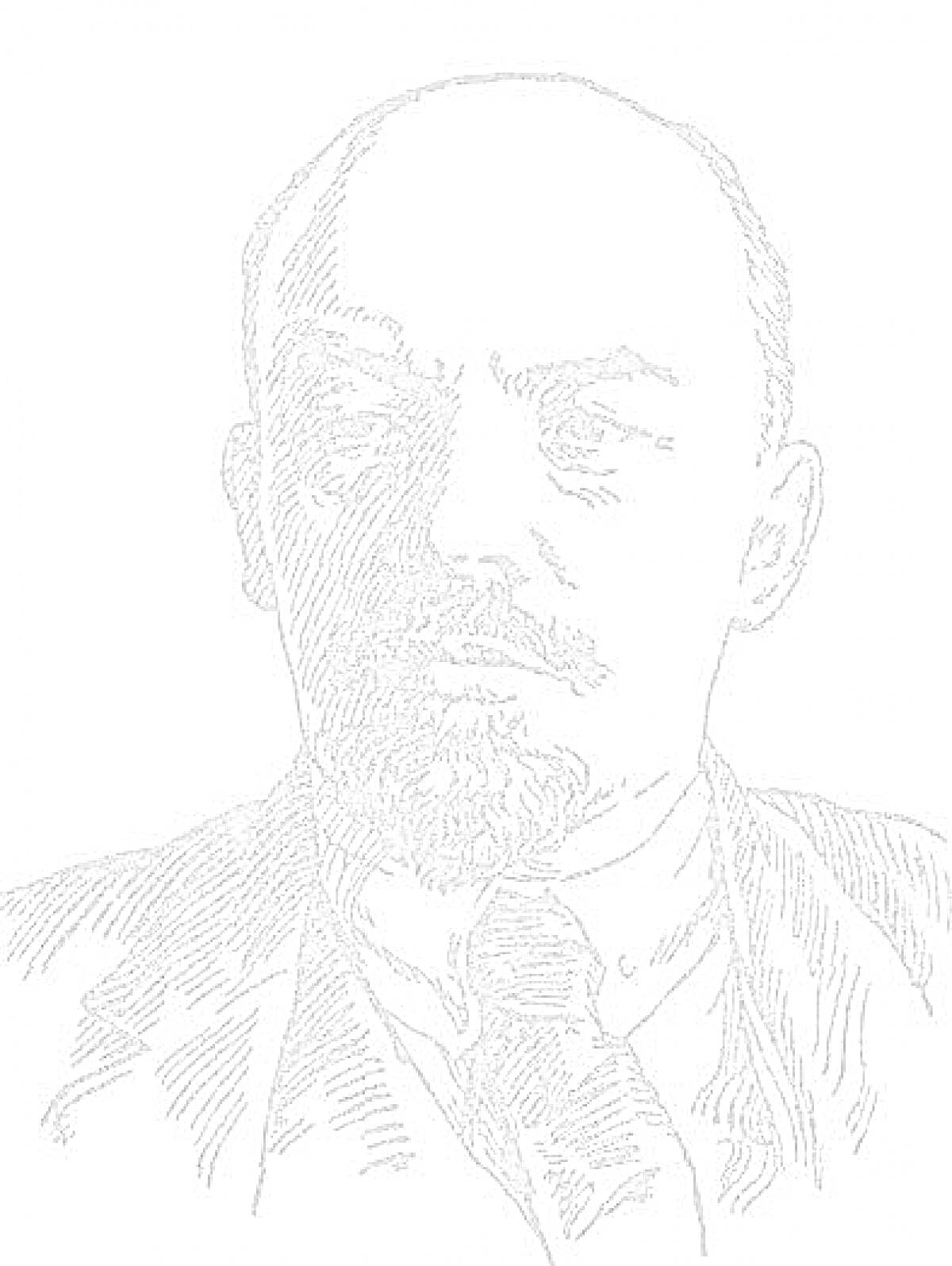 На раскраске изображено: Мужчина, Костюм, Галстук, Лицо, Борода, История