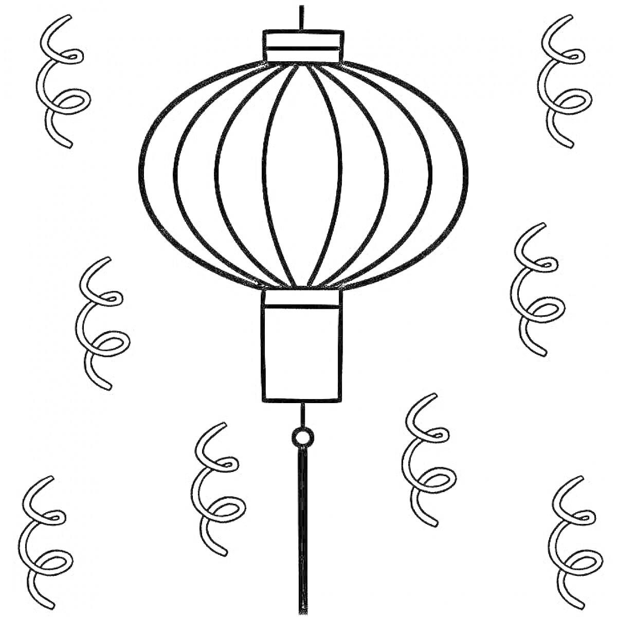 Раскраска Китайский фонарик с завитками