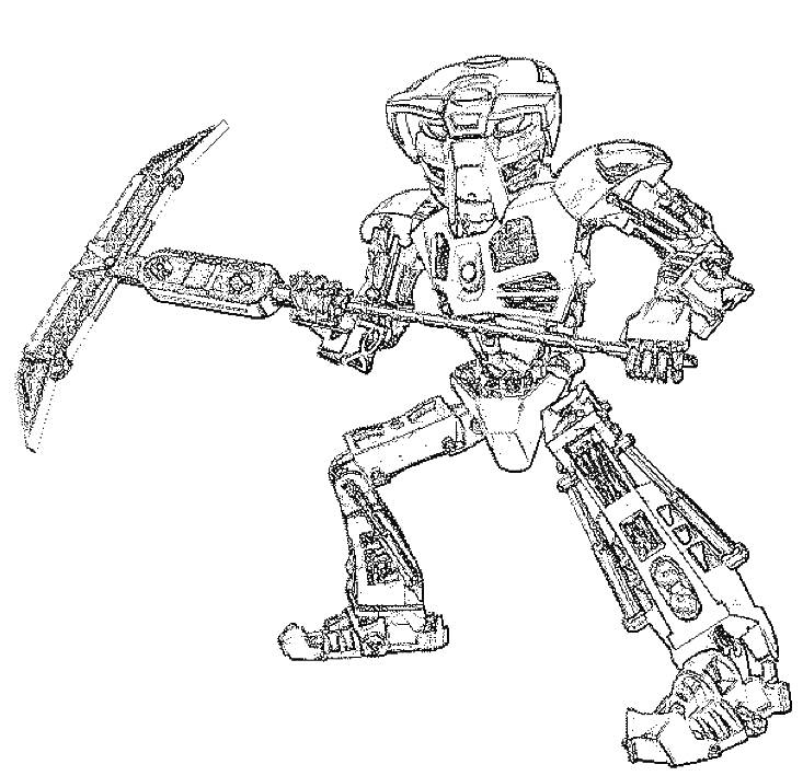 Раскраска Лего Бионикл с боевым топором и броней
