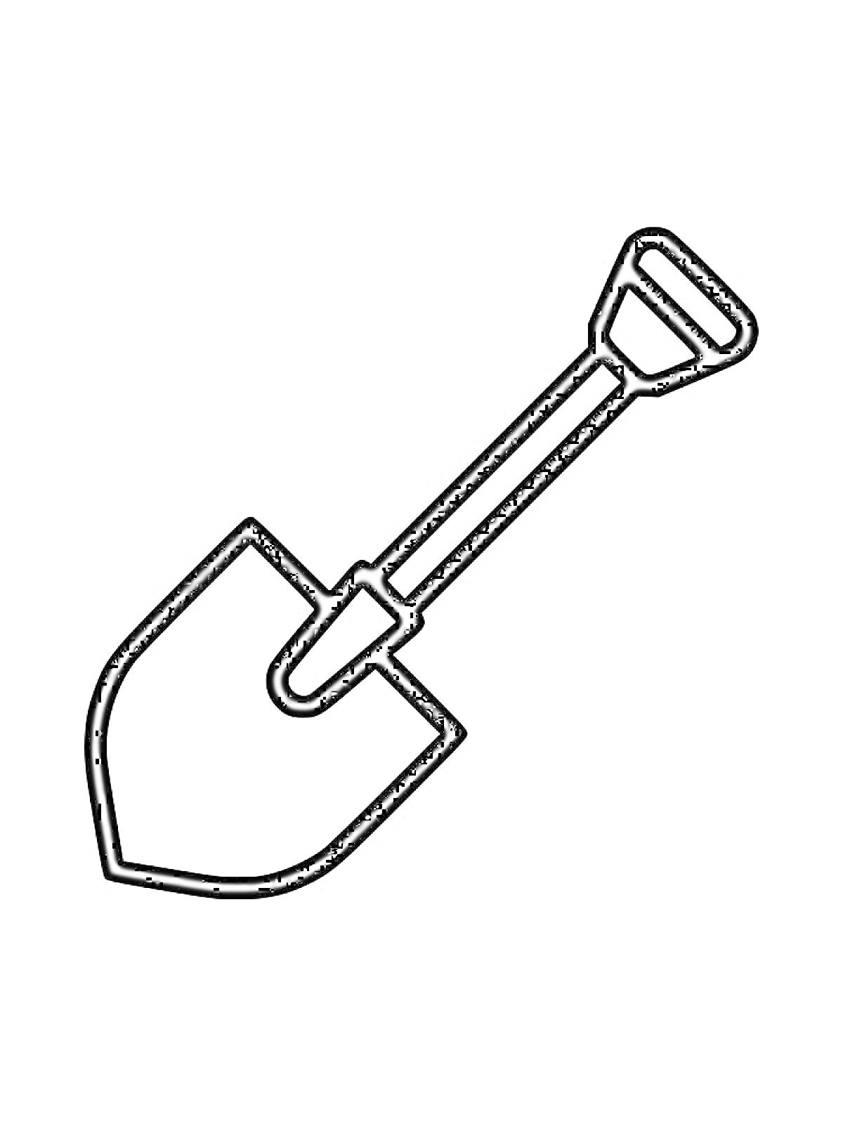 На раскраске изображено: Лопата, Инструмент, Садоводство, Деревянная ручка