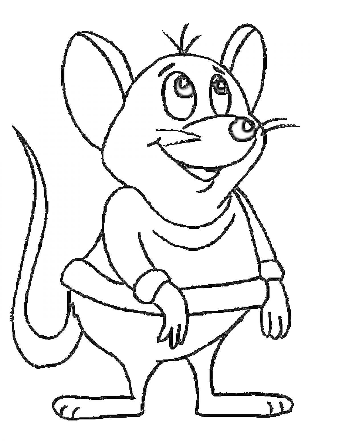 На раскраске изображено: Мышь, Хвост, Уши, Одежда