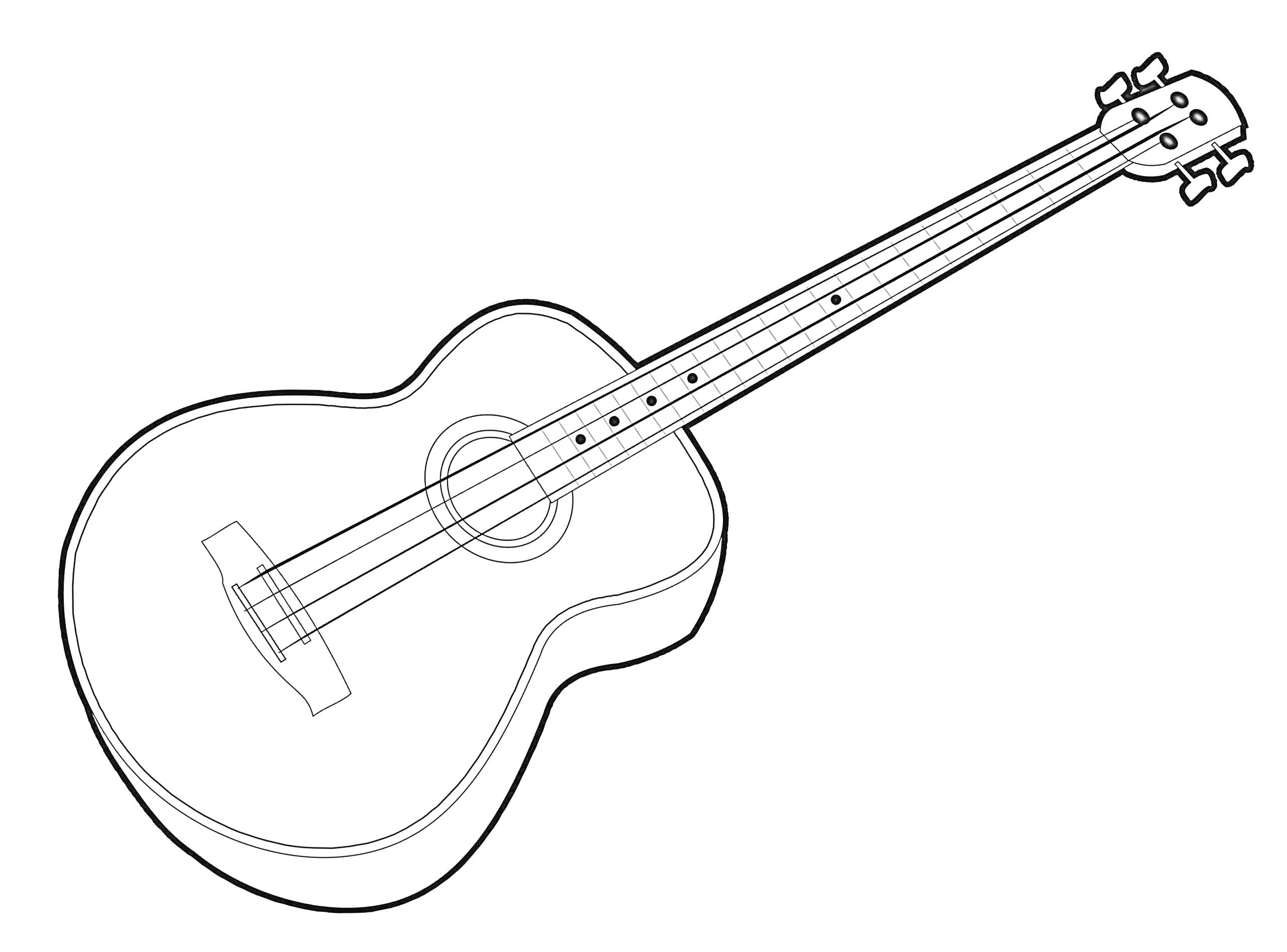 На раскраске изображено: Гитара, Музыкальный инструмент, Струны, Контурные рисунки