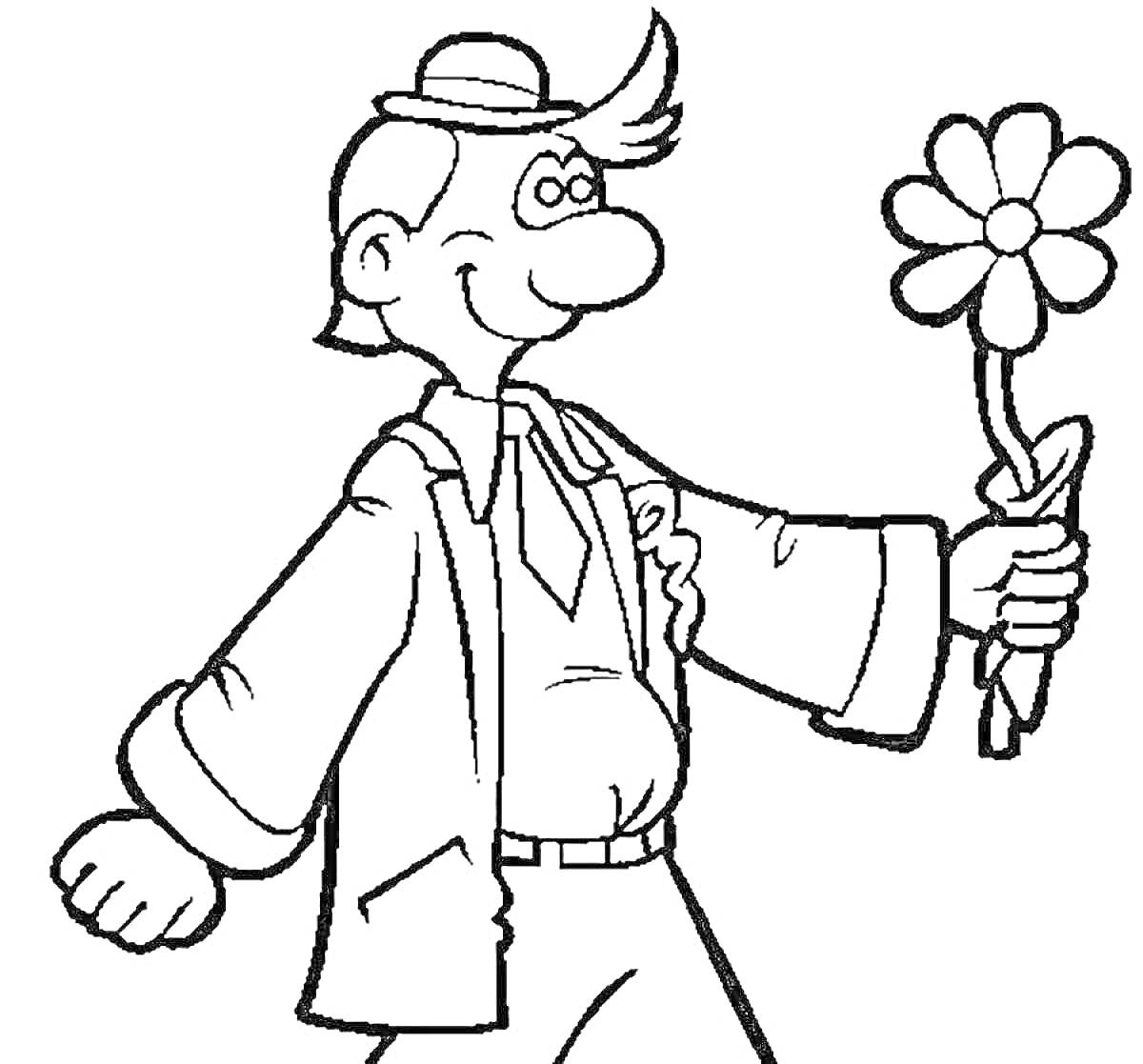 Раскраска Мужчина в пиджаке с цветком