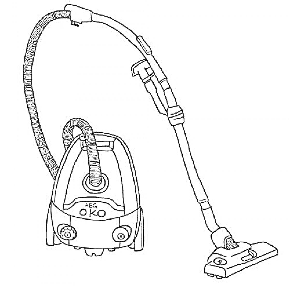 Раскраска Пылесос с гибким шлангом и насадкой