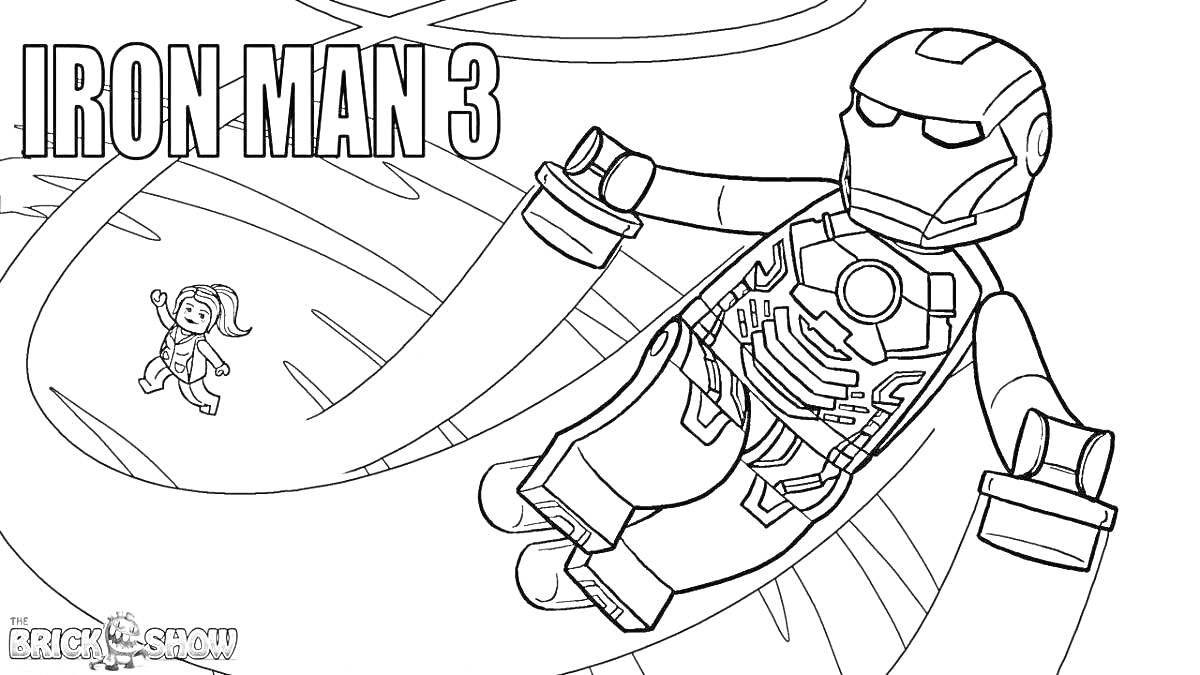 Раскраска Раскраска с изображением Железного Человека в стиле Лего из фильма 