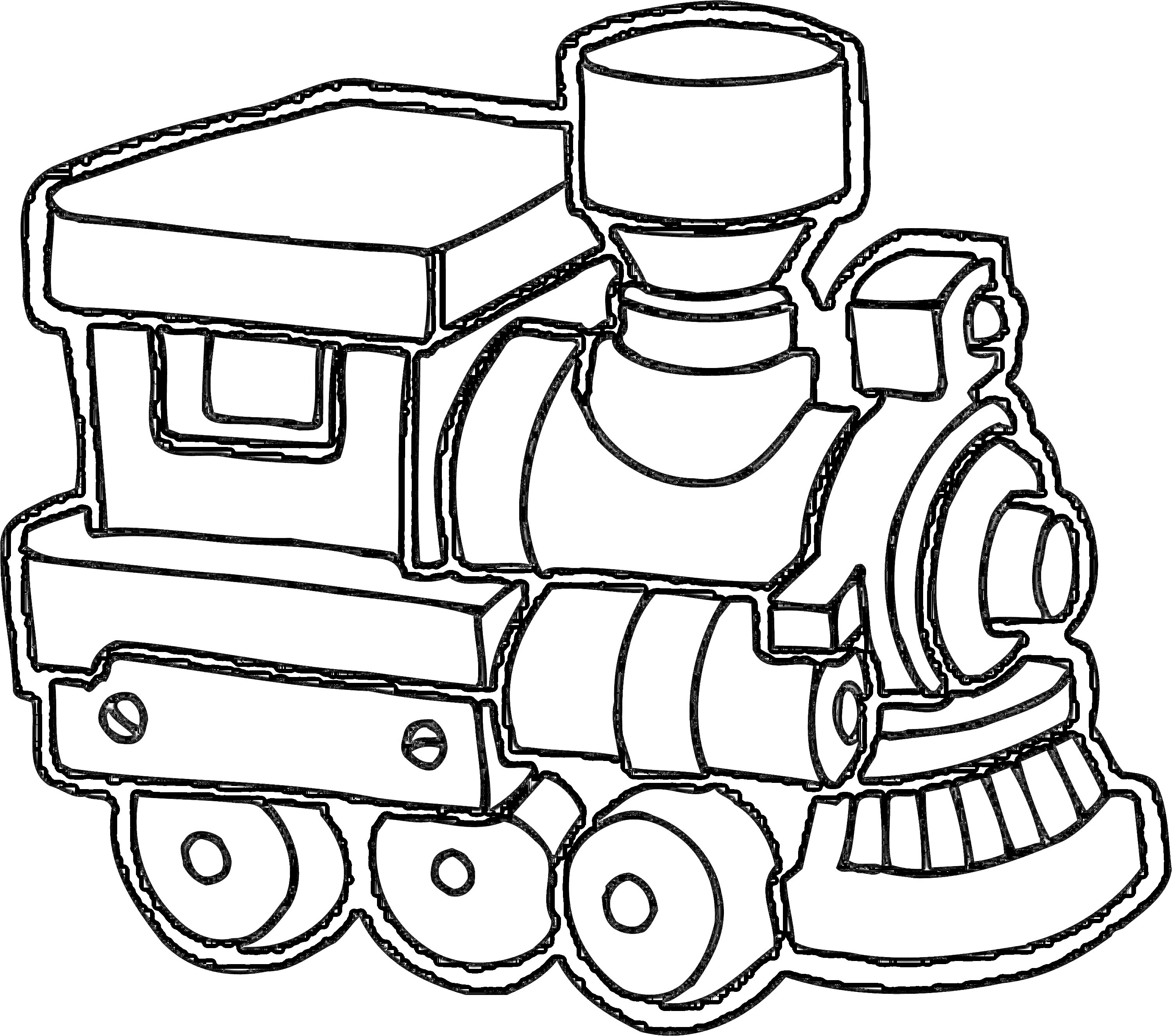 На раскраске изображено: Транспорт, Железная дорога, Поезд, Локомотив, Для детей, Паровоз