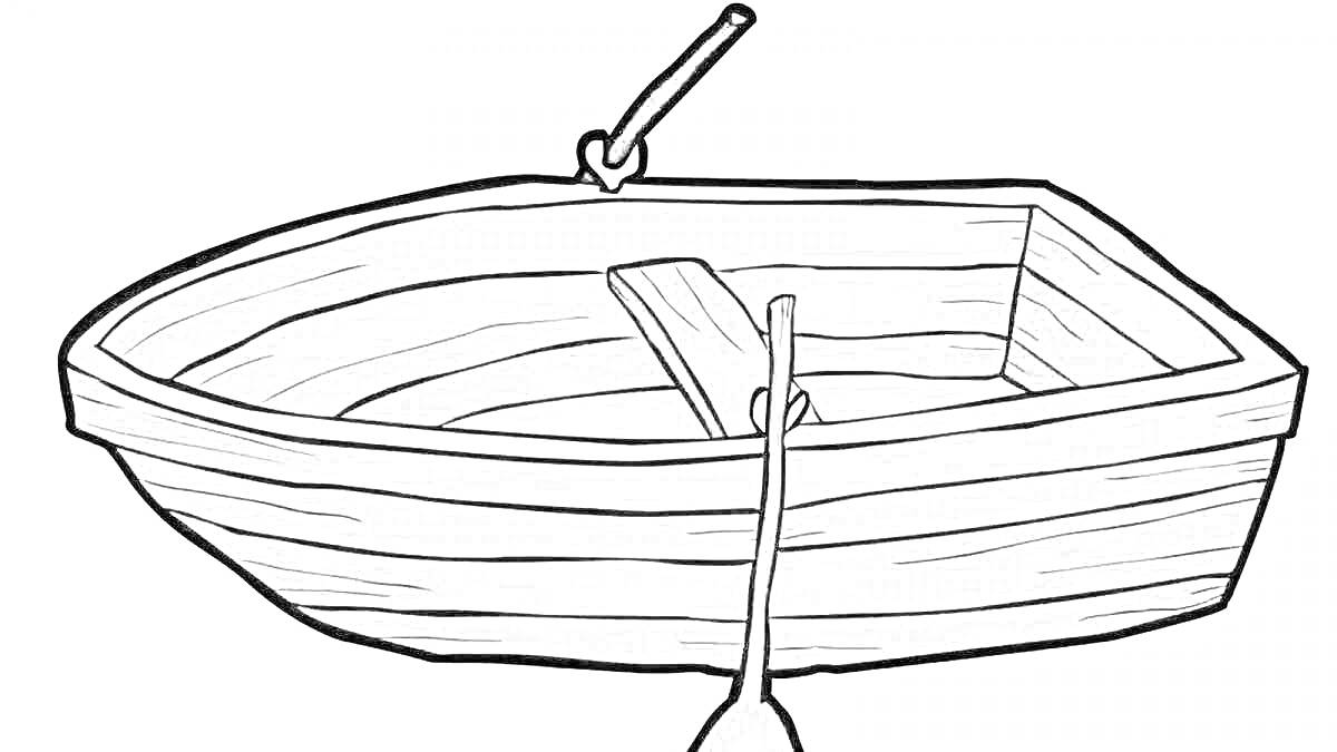 На раскраске изображено: Лодка, Весло, Корыто, Водный транспорт