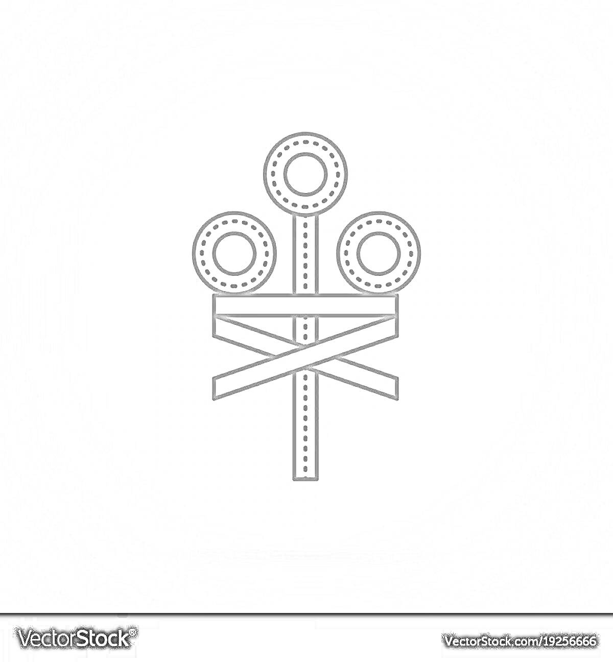 Раскраска Семафор с тремя круглыми светофорами и пересекающимися линиями