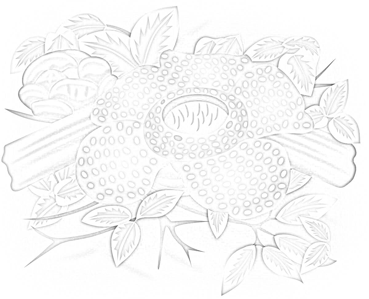 Раскраска Раффлезия Арнольда среди листьев