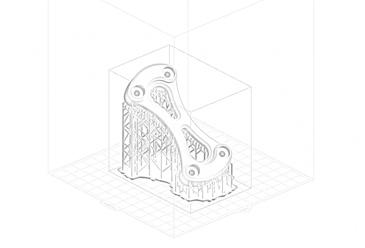 Деталь с поддержками для 3D-печати, процесс моделирования