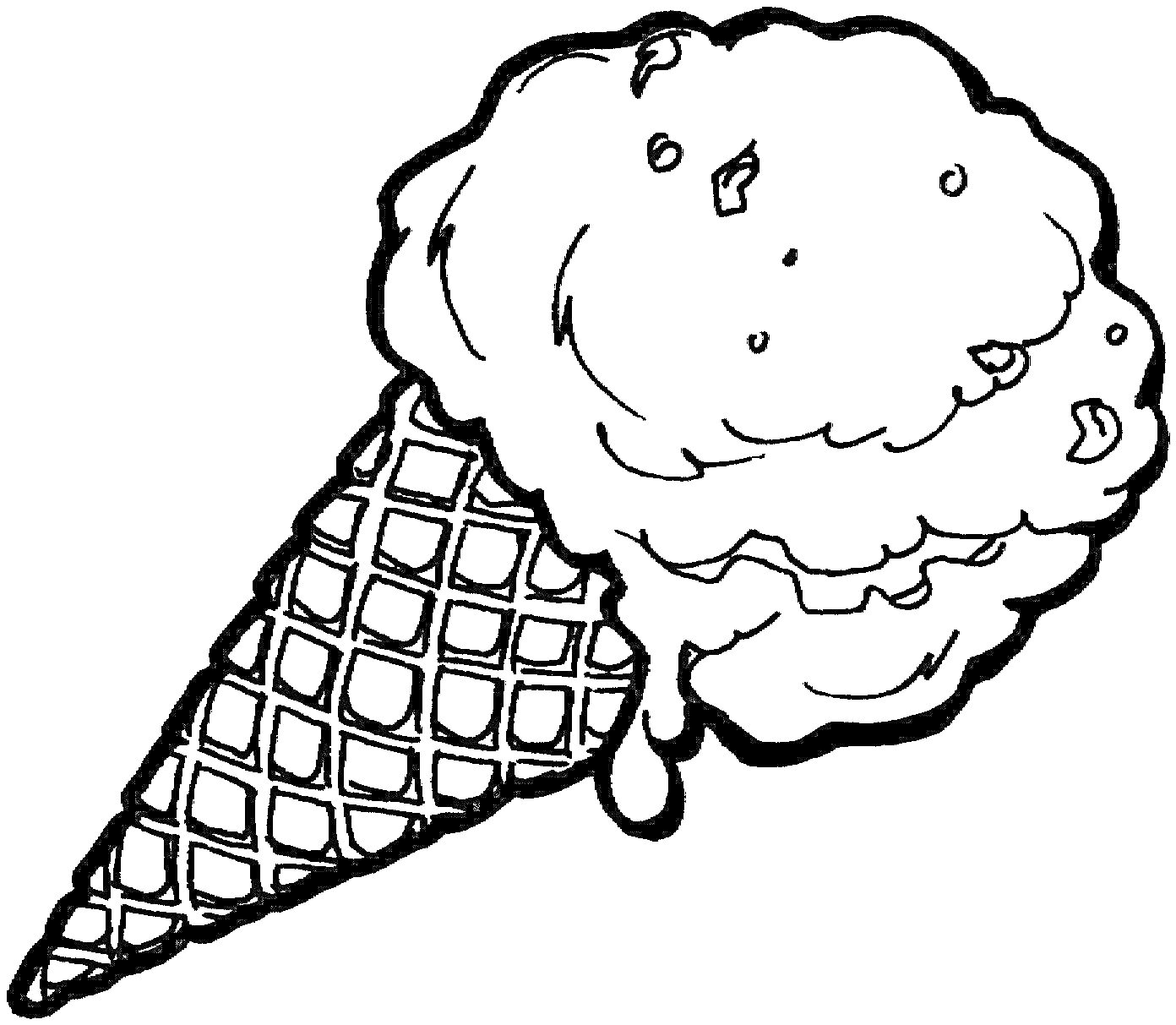 На раскраске изображено: Мороженое, Вафельный стаканчик, Еда, Лето, Сладости, Десерты, Рожки