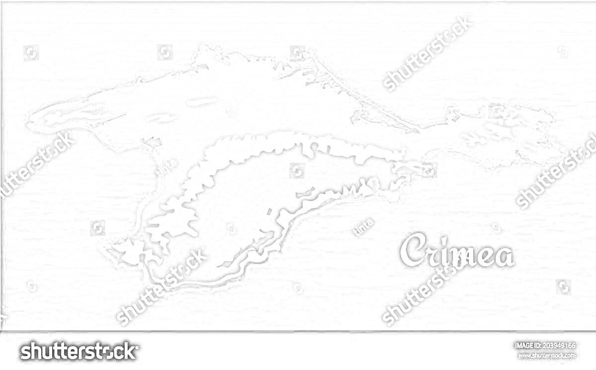 Раскраска Карта Крымского полуострова с надписью 