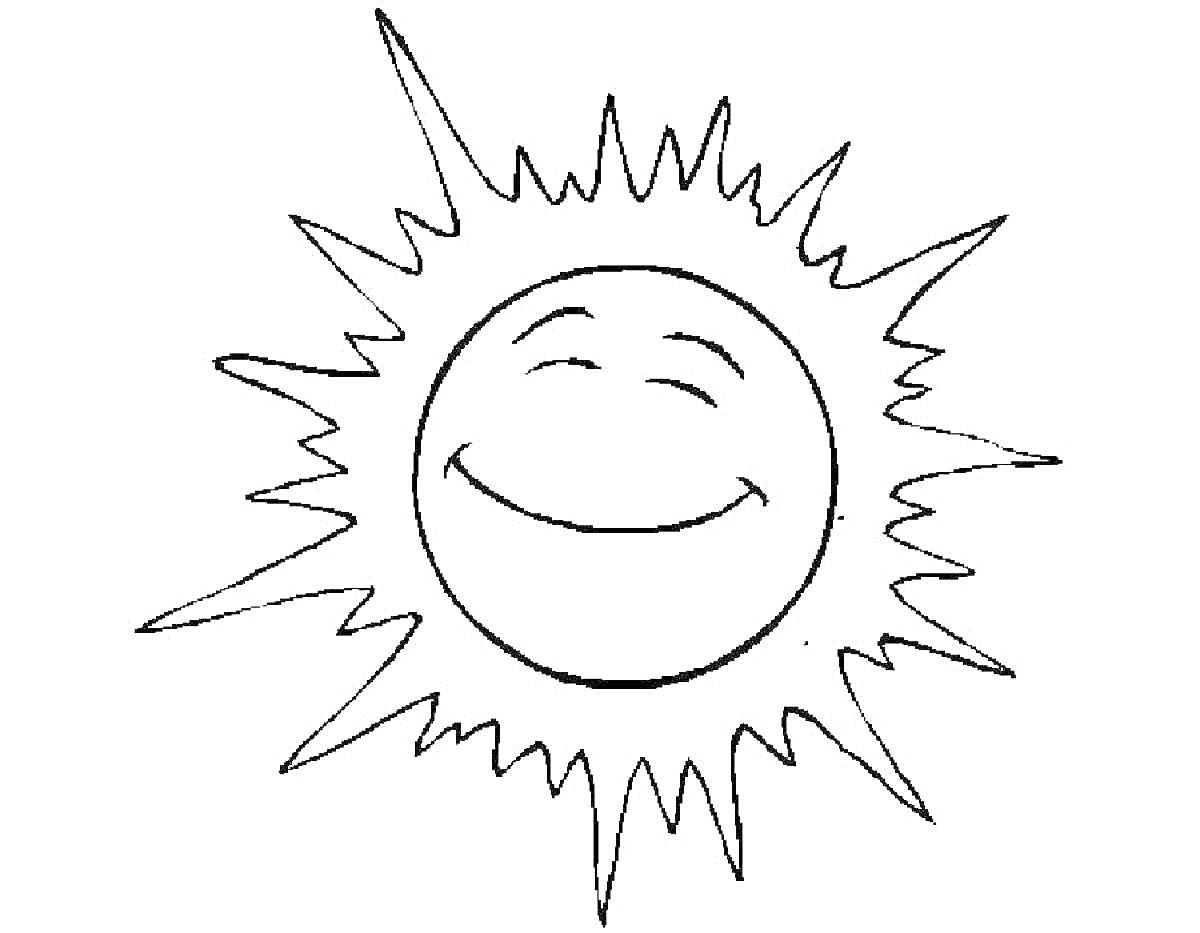 На раскраске изображено: Солнце, Лучи, Улыбка, Природа, Лицо, Веселье