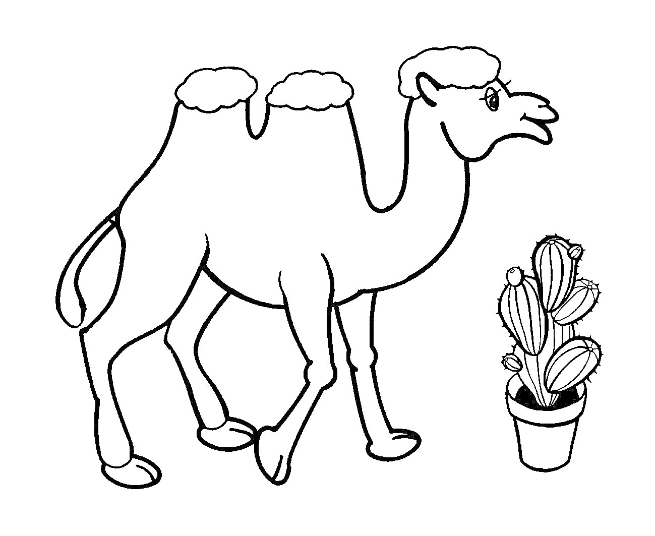 Верблюд и кактус в горшке