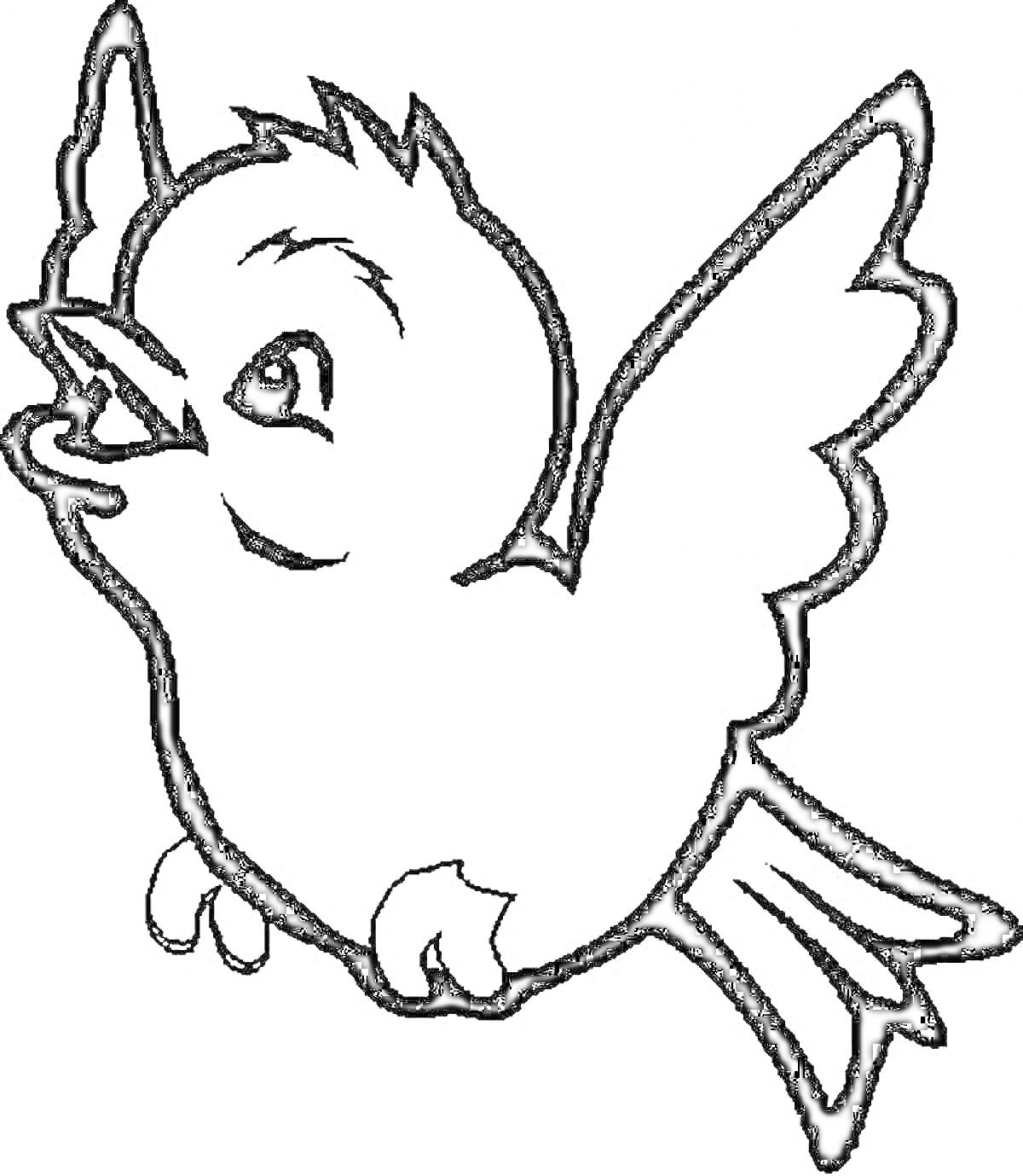 На раскраске изображено: Птица, Полет, Крылья, Для детей, Контурные рисунки