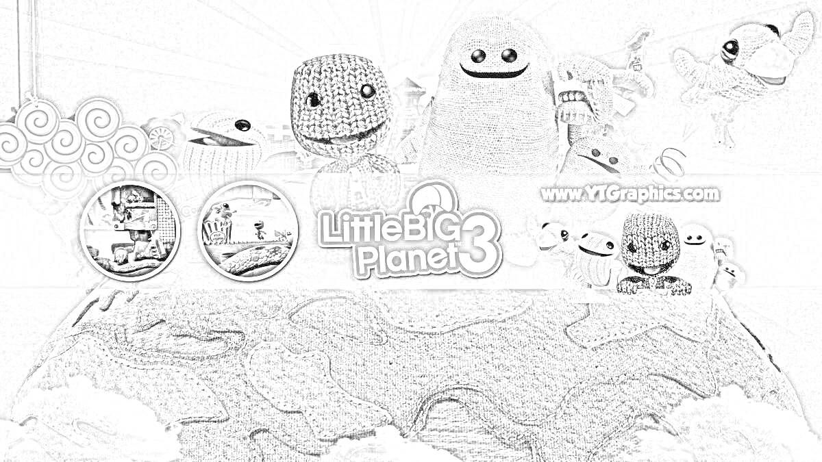 На раскраске изображено: Little Big Planet, Облака, Игра