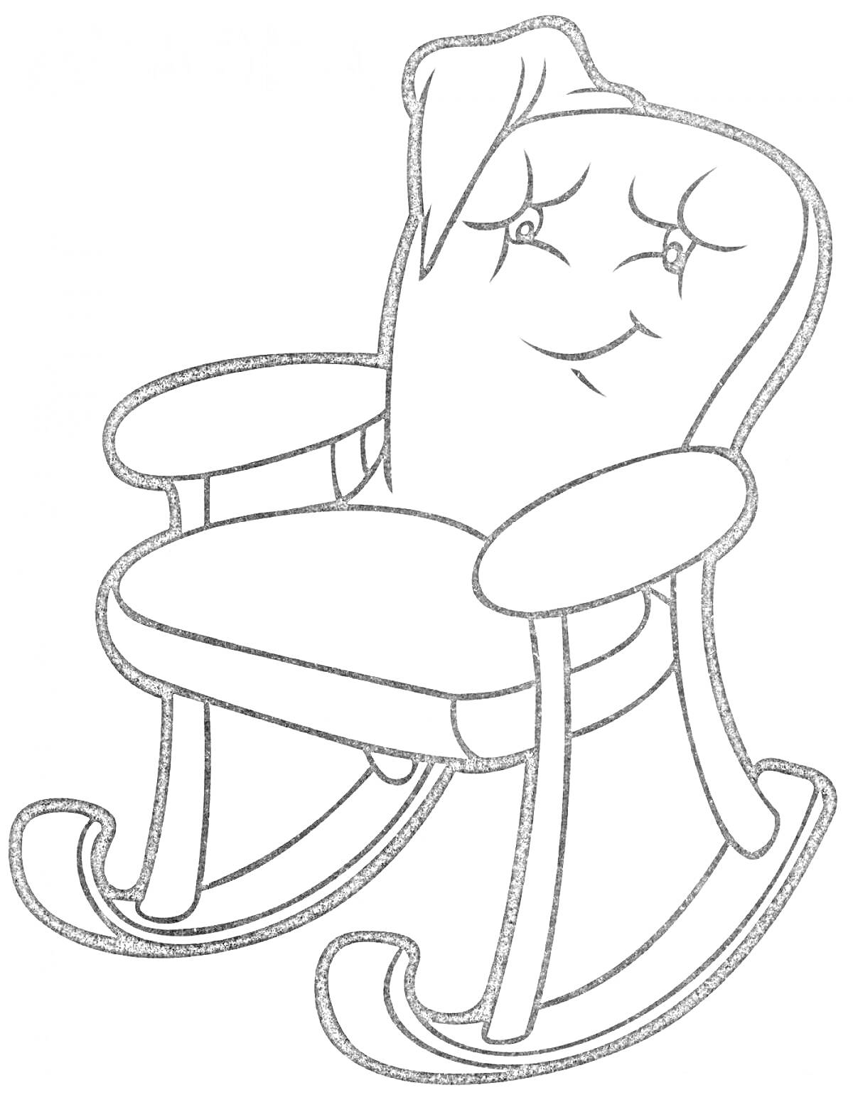 Качающееся кресло с подлокотниками и мягкой спинкой