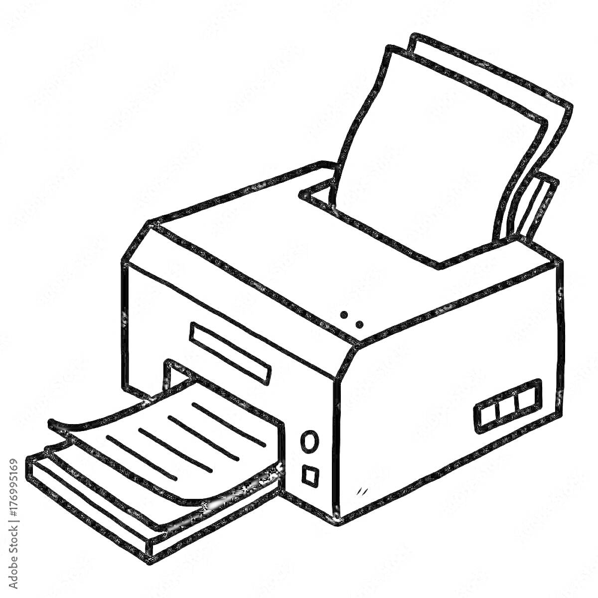 Раскраска Принтер с выходящими листами бумаги