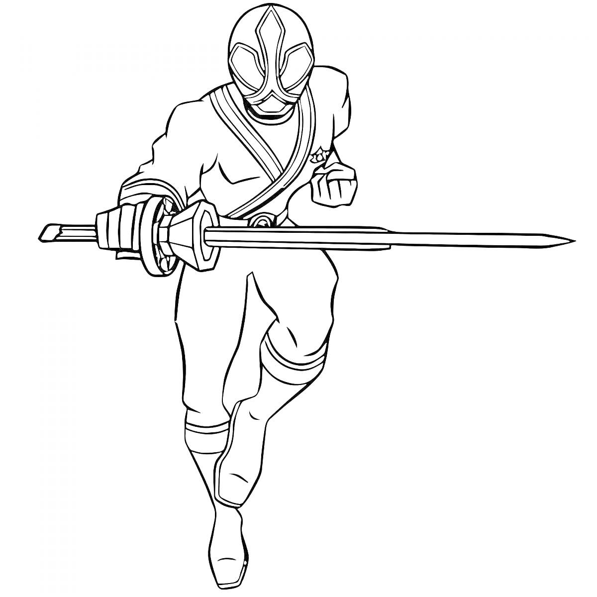 Раскраска Ниндзя в маске с мечом