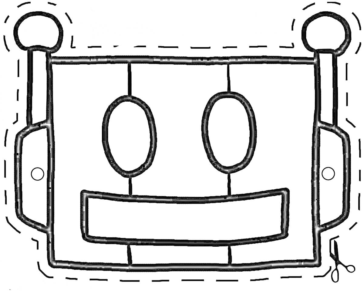 Раскраска Маска робота с антеннами и овальными глазами