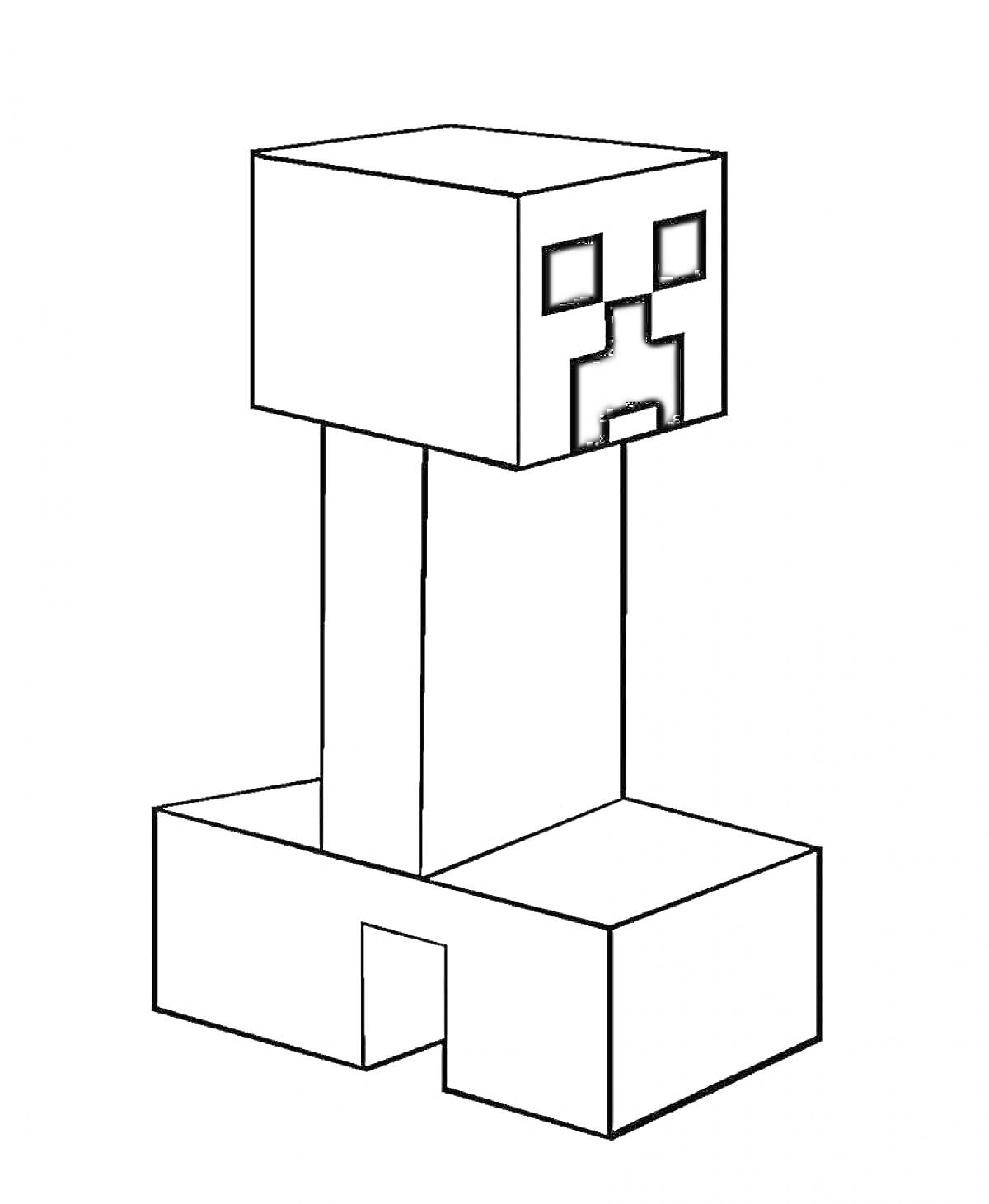 Раскраска Майнкрафт крипер из кубов
