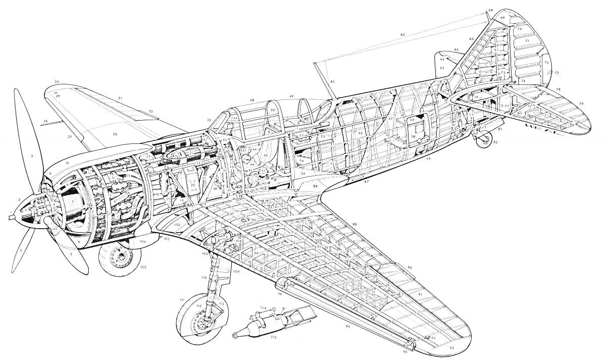 На раскраске изображено: Ла-5ФН, Авиация, Конструкция