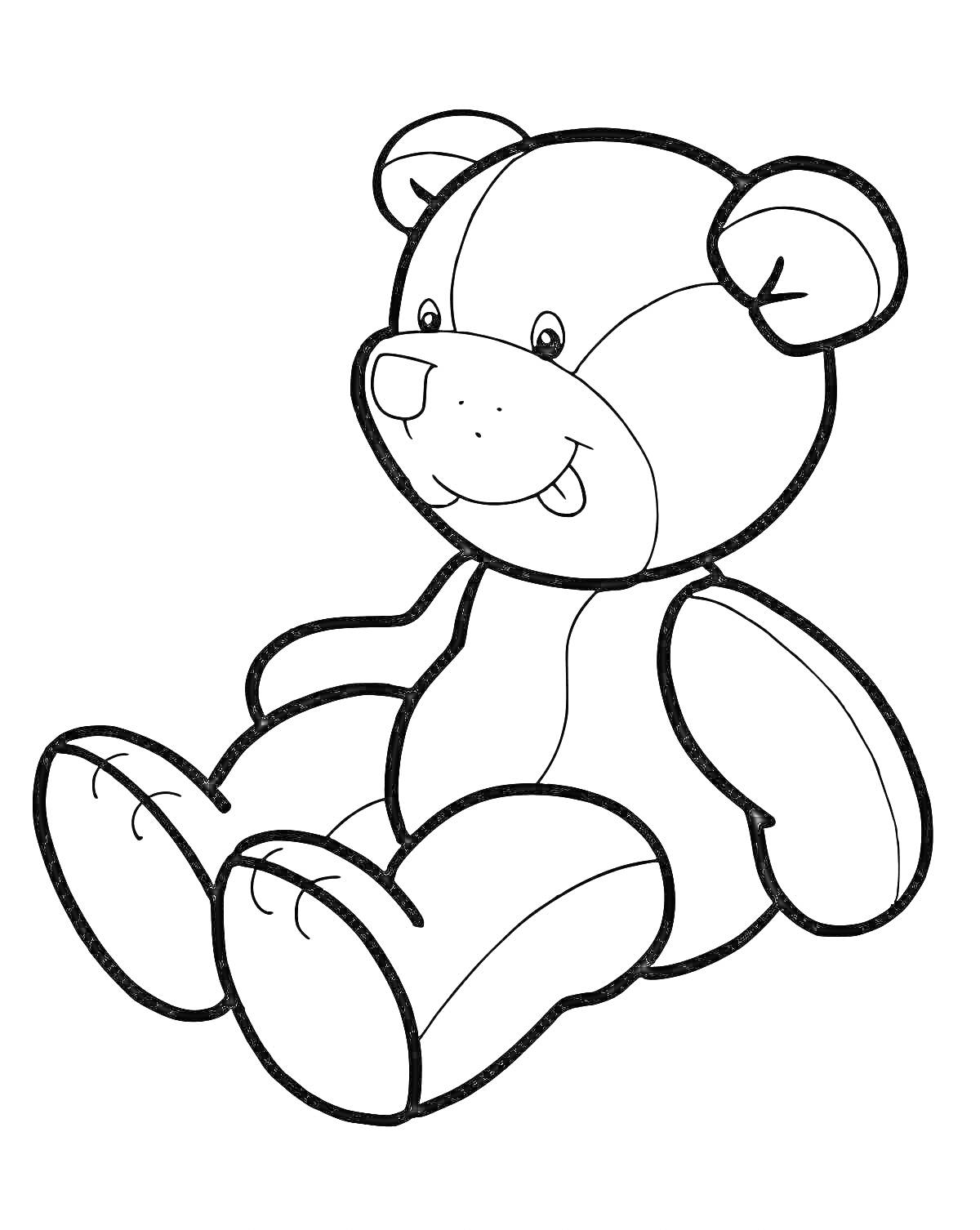 На раскраске изображено: Плюшевый медведь, Ребёнок, Для детей, Игрушки, Контурные рисунки, Медведь