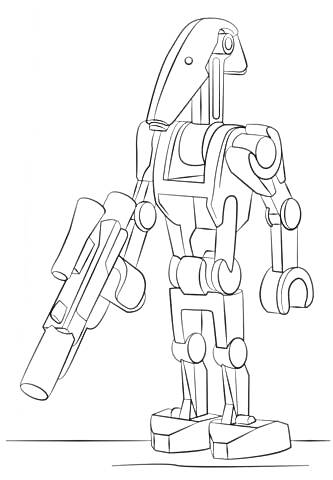 Раскраска Лего Звездные войны - боевой дроид с оружием