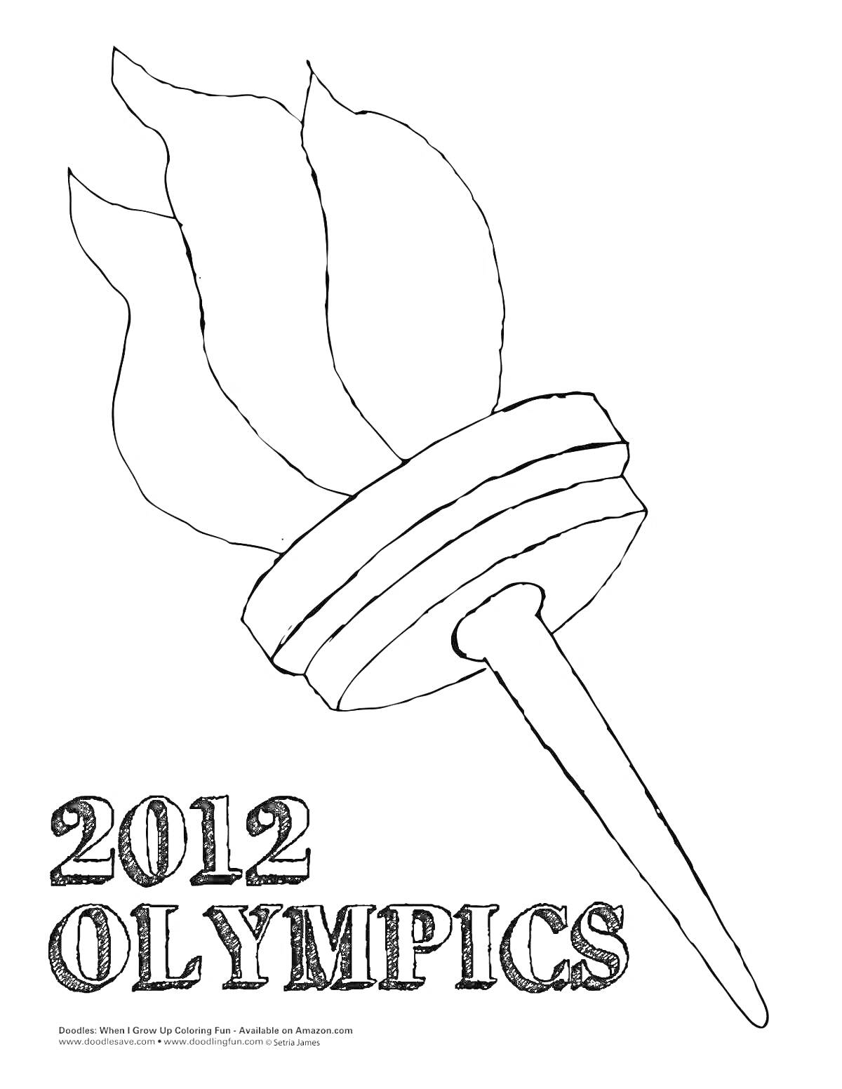 Раскраска Олимпийский факел с надписью 2012 OLYMPICS