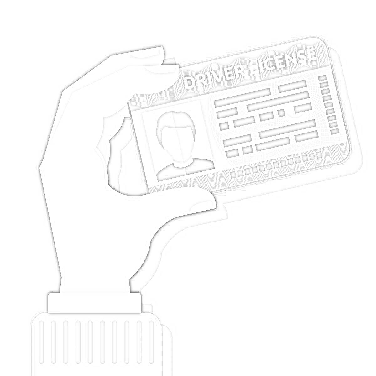 Раскраска Рука, держащая водительское удостоверение