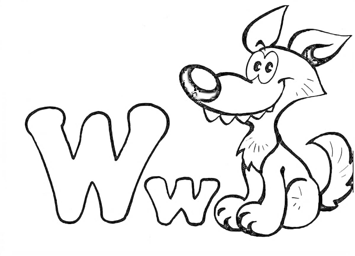 Буква W с изображением волка
