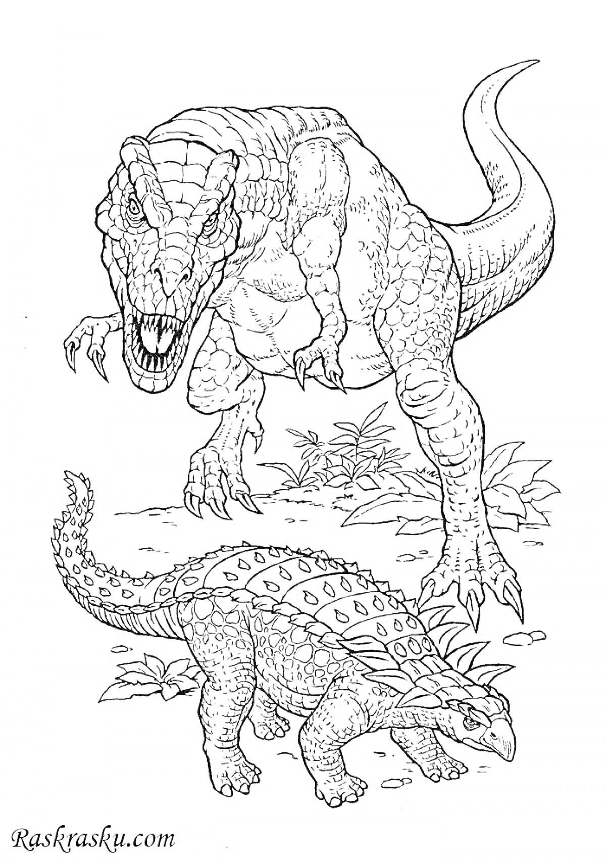Два динозавра, растительность