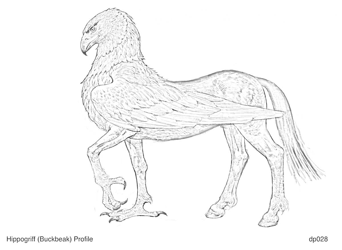 Раскраска Гиппогриф в профиль