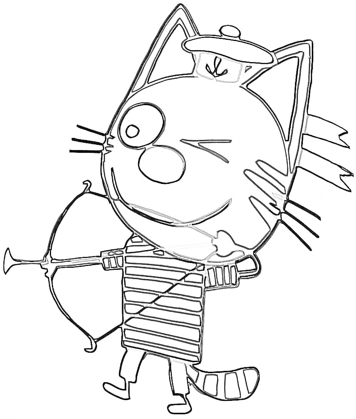 Котенок в тельняшке с луком и стрелой