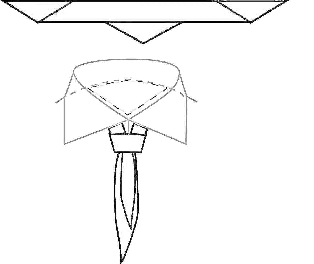 Раскраска Галстук пионерский на рубашке с воротником