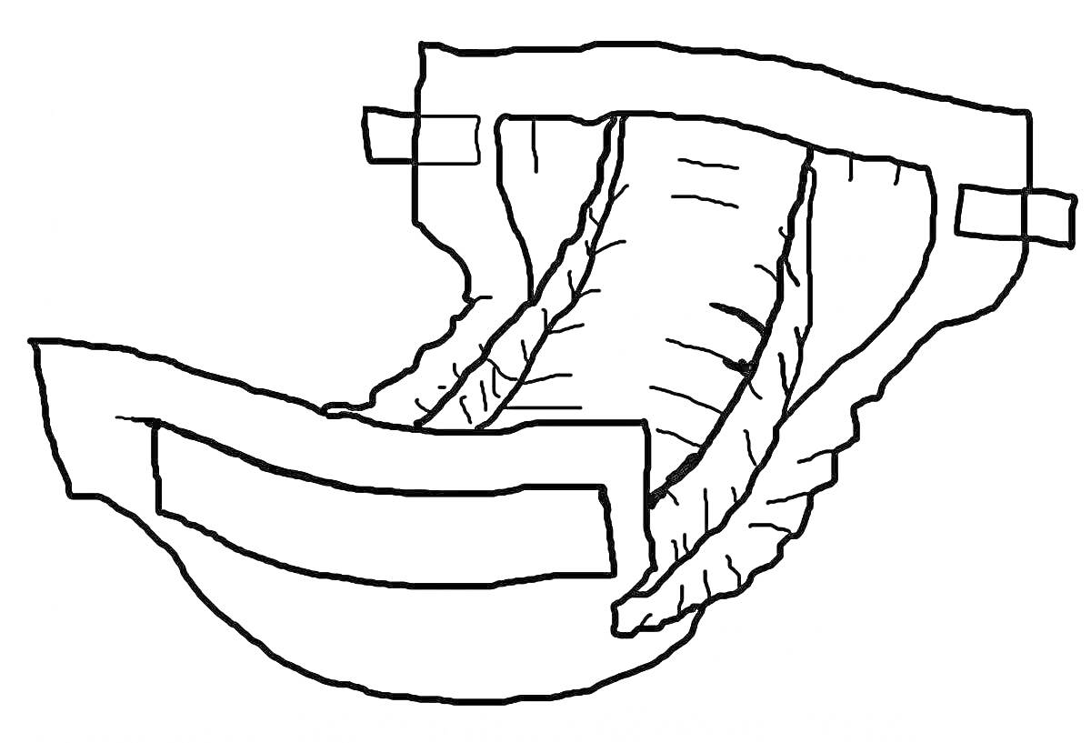Раскраска Подгузник с застежками-липучками, внутренней подкладкой и эластичными краями