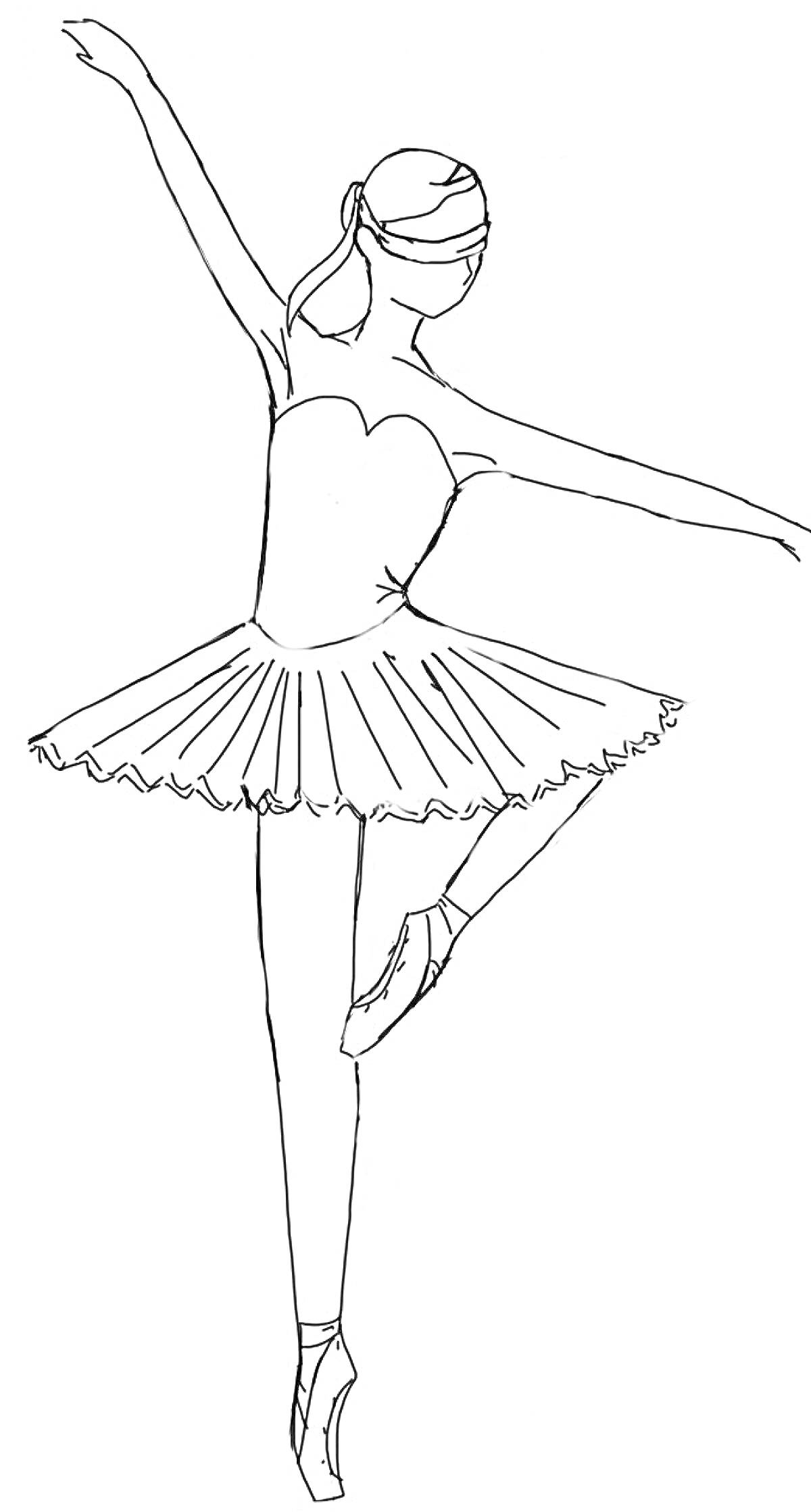 На раскраске изображено: Балерина, Пуанты, Пачка, Танец, Балет, Танцовщица, Классический танец