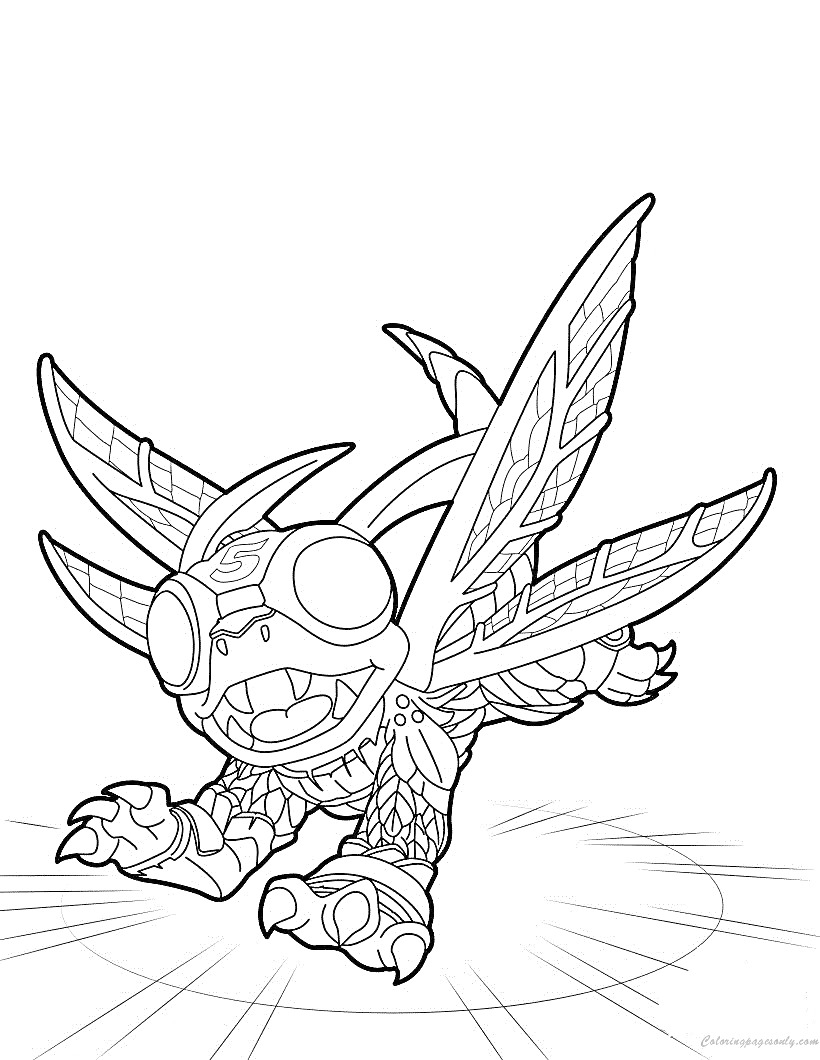 Раскраска Леон в боевой стойке с крыльями, когтями и защитными очками