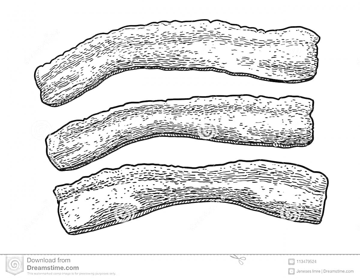 Раскраска Три ломтика бекона