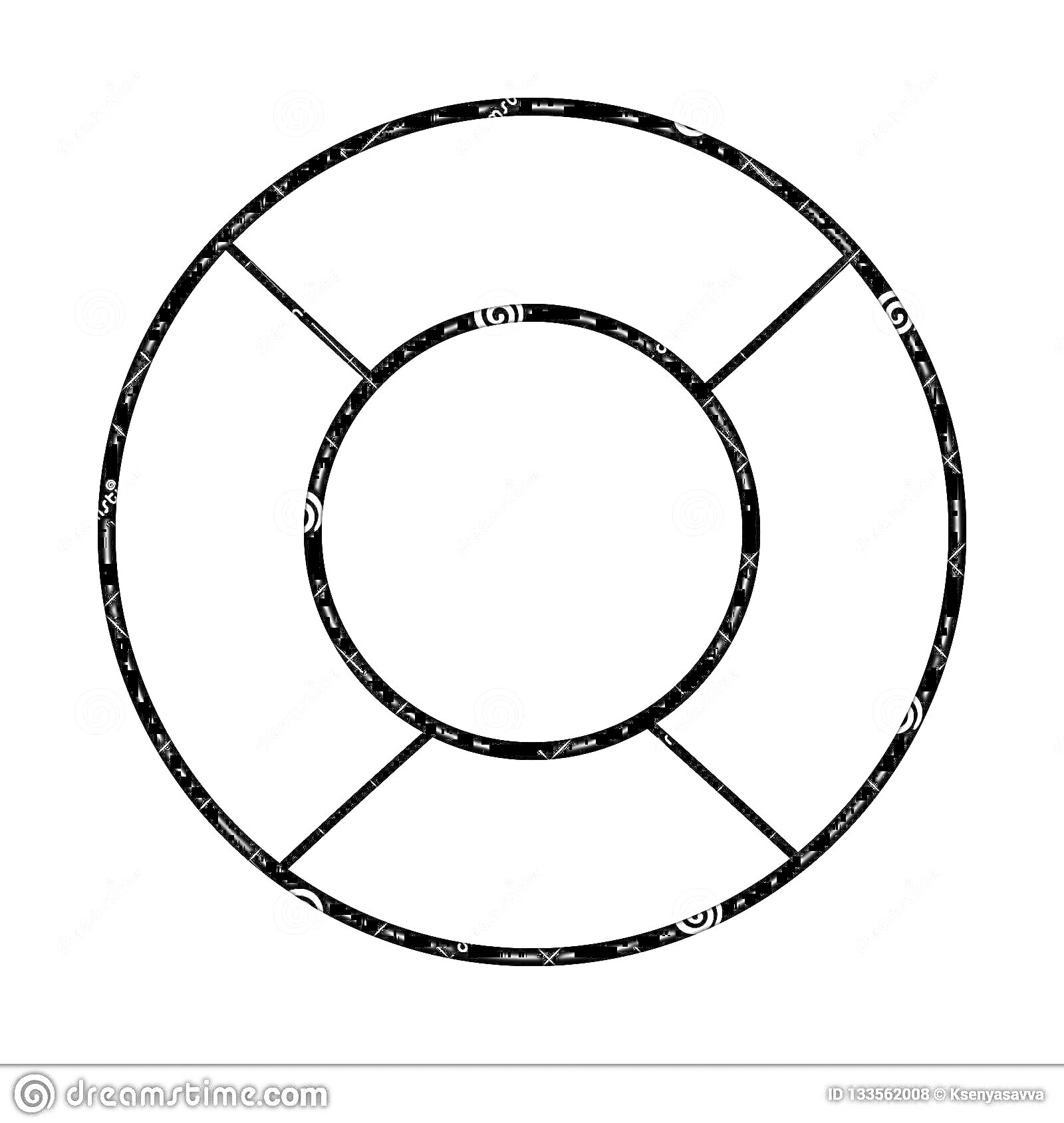 Раскраска Спасательный круг с четырьмя полями