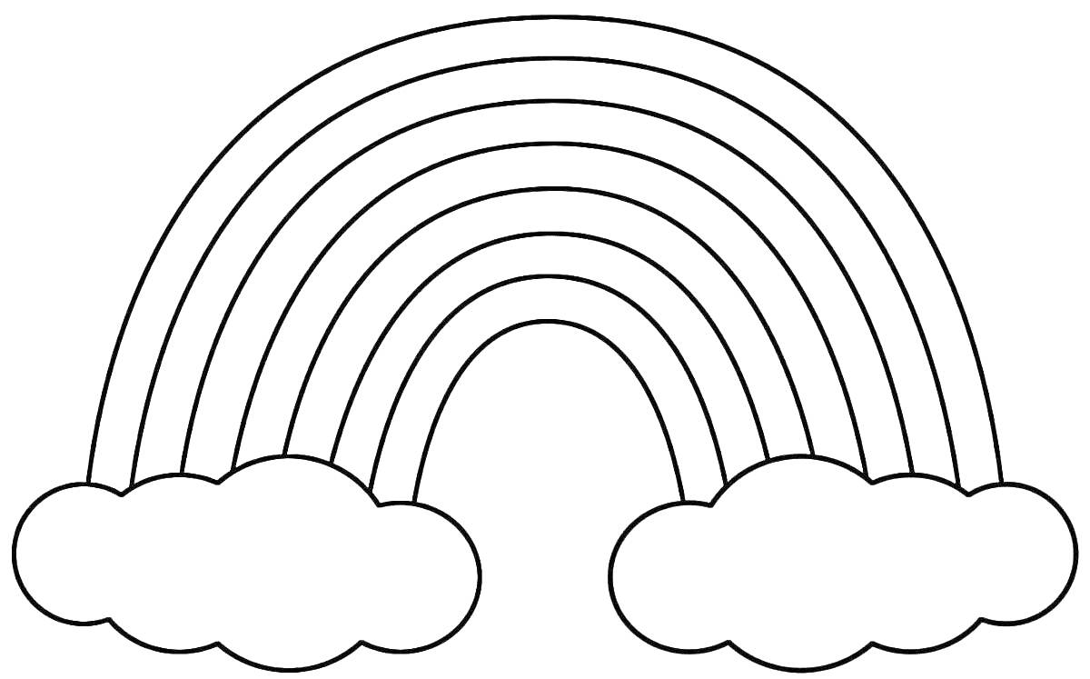 Раскраска Радуга с тучами для раскрашивания