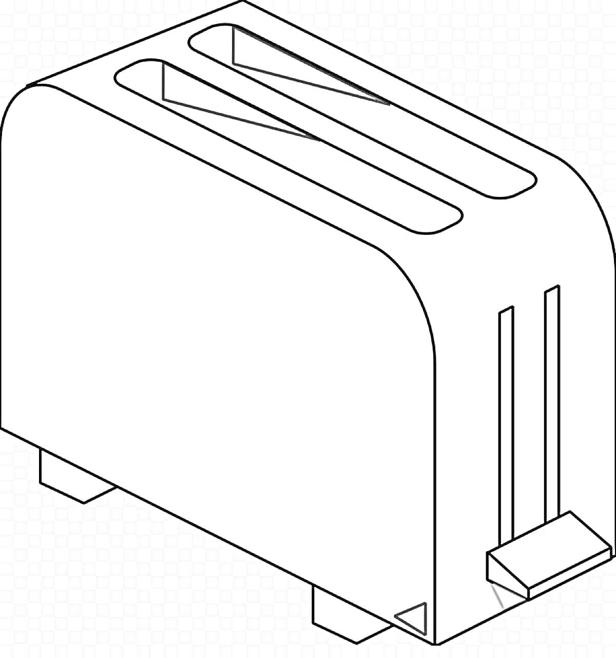 Раскраска Тостер с двумя отделениями и рычагом