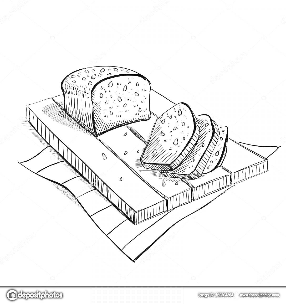 Раскраска Ломтики хлеба на разделочной доске