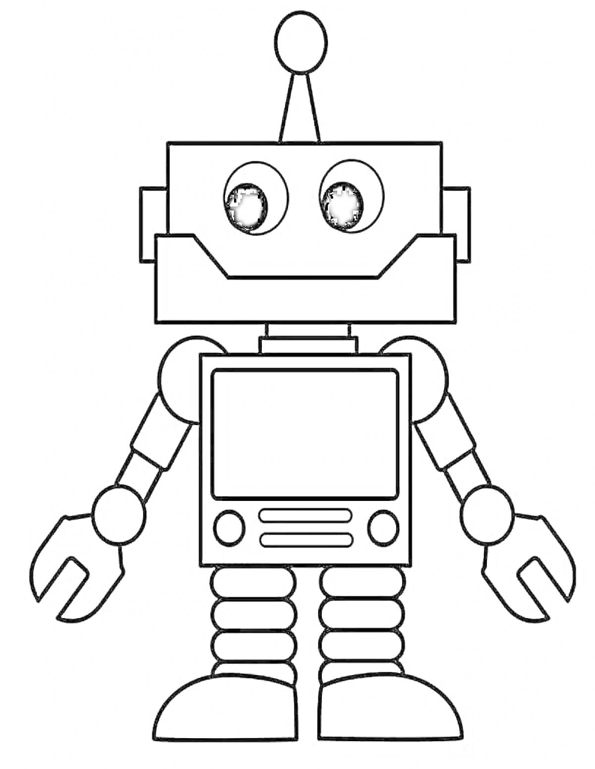 Раскраска Робот с антенной и большими глазами
