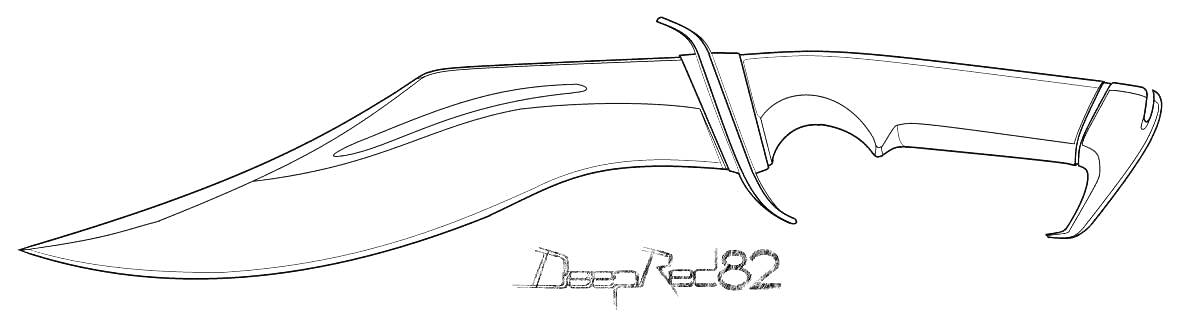 На раскраске изображено: Нож, Кукри, Лезвие, Гарда, Металл, Оружие